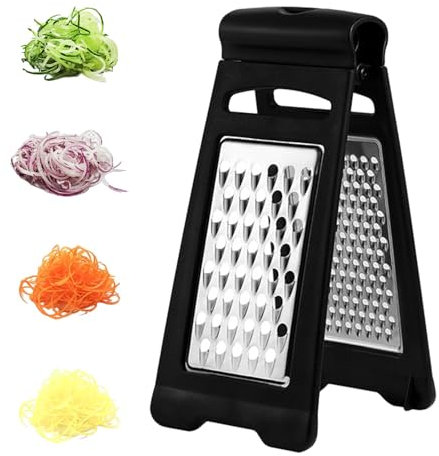 Cheese Grater,Stainless Steel Dual Grating Vegetable Grater,Double Sided Manual Food Grater,Foldable Hand Held Food Grater,Vertical Kitchen Grater for Cheese,Potato,Onion,Fruits