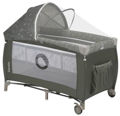 Lionelo Sven Plus 4 in 1 Baby Bett Laufstall Baby ab Geburt bis 15 kg Wickelauflage Moskitonetz luftige Seitenwände mit Seiteneingang Tragetasche zusammenklappbar