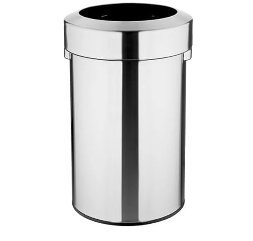 Bolero - HT460 Mülleimer mit offenem Deckel, gebürsteter Stahl, 70 l, Mülleimer für Büro, Küche