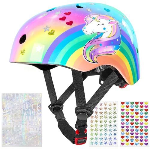 Unicorn Castle Casque Vélo Enfant Réglable avec Autocollants DIY, 3-8 Ans