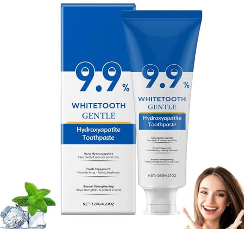 Hydroxyapatite Toothpaste Without Fluoride, Fresh Mint Zahnpasta, Minze Whitening Zahnpasta, Zahnpasta Hydroxyapatit für empfindliche Zähne und Whitening, Sanfte Minze, frischer Atem (1)