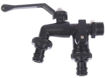 Robinet noir de jardin anti-gel avec double sortie pour machine à laver 1,27 cm (A1)