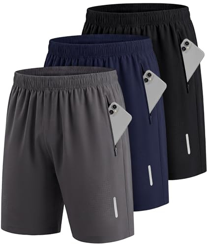 UUMIAER Sporthose Herren Kurz Schnell Trocknend mit Reisverschlusstaschen | Sport Shorts Kurze Hosen Geeignet für Verschiedene Freizeit und Sport Gelegenheiten