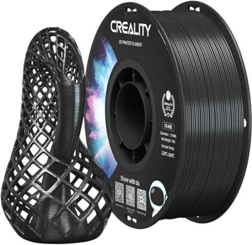 Creality ABS Filament 1,75mm, robustes 3D-Druckerfilament mit hoher Widerstandsfähigkeit, geruchsarm und ungiftig, formstabil und schlagfest, 1kg Spule, Schwarz