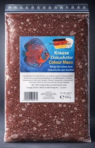 Krause Diskusfutter Colourmaxx Flachtafel, 10 x 500g Sparpaket | Frostfutter, Proteinreiches Rinderherz, Astaxanthin & Hämoglobin, Farbbooster für leuchtend intensive Färbung