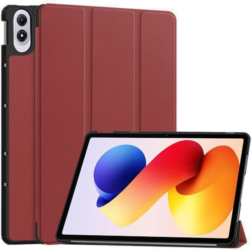 Techsuit für Xiaomi Redmi Pad 2 Pro Hülle mit 360 Schutz, Mikrofaser Innenfutter, Verstellbare Betrachtungswinkel, Schlankes Design, Anti Fingerabdruck, FoldPro Series, PU Leder, Rot