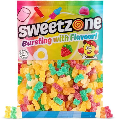 Sweetzone Sour Bears 1kg Pcs Sweets Tub, Halal Sweets, Sour Sweets, Gummy Candy, Jelly Sweets, Gummies Candy, Fizzy Sweets, Tubs of Sweets for Retro Sweets for Your Sweet Tooth
