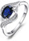 JewelryPalace Ovalschliff 1ct Erstellter Blau Saphir Ring Damen, Ring mit Stein Schmuck Set, Verlobungsring Silberring Solitär Damenring Silber Ringe 925 für Frauen, Schmuck Mädchen Promise Ring