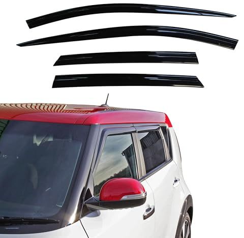 AUTO CLOVER Windabweiser Set für Kia Soul 2014-2019 (4 Stück) (Smoked)