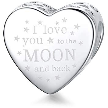 Ich liebe dich bis zum Mond und zurück Heart Charm 925 Sterling Silber Perlen für Pandora Charm Armbänder