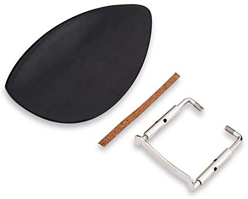 Bnineteenteam Violin Chin Rest,Ebony Wood Chin Rest with Softwood Strip&Bracket for 4/4 Size Violin Music Instrument Accessory