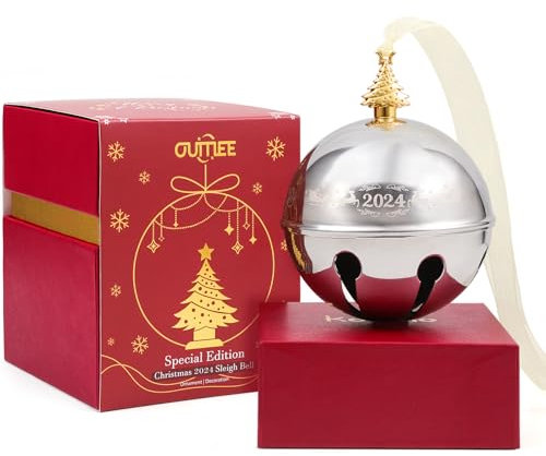 2022 Weihnachtsglocke Ornamente, Schlittenglocke jährliche silberne Glocke für Weihnachtsbaumschmuck Jahrestag Stechpalmenglocke Urlaub Andenken