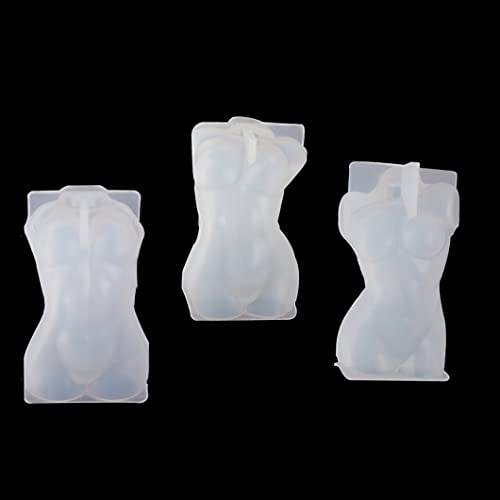 Rolin Roly 3PCS Molde de Silicona para el Cuerpo Moldes de Resina 3D Decoración de Velas Moldes Humanos Body Molds para Mujer Molde Hecho en Casa Manualidades DIY (3pcs resin molds)
