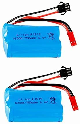 YUNIQUE GREEN-CLEAN-POWER - Kit de 2 Batteries Lipo Rechargeables 6.4V 750mAh | Compatible avec Voitures et Camions RC A959-A, A969-A, A979-A, K929-A | Haute Performance et Longue Durée, Bleu