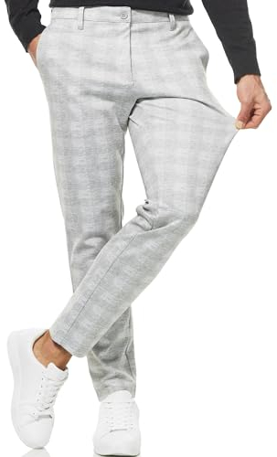 Indicode Herren Rodekro Performance Pants | Chinohose Herrenhose Super Stretch Stoffhose Bequeme Business Hose für Männer Grey Check, 33/32