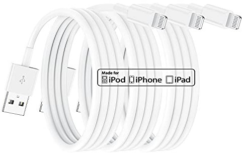 CyvenSmart 3 Pack Apple MFi Zertifiziertes iPhone Ladekabel 3m, Lightning auf USB Kabel 3m Weiß Schnellladekabel für Apple iPhone13/12/12mini/11/11 Pro/11 Pro Max/X/XS/XR/XS Max /8/8 Plus iPad