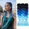 3packs Ombre Braiding Hair Extensions Kanekalon Jumbo Braiding Hair Extensions 24 Zoll Braiding Hair Synthetic Hair For Crochet Twist (Schwarz-Dunkelblau-Hellblau)
