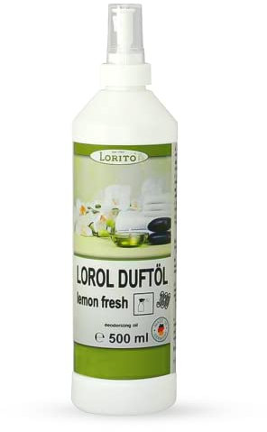 Lorito Lorol Duftöl Lemon fresh 500ml, Raumduft Spray für Toilette, Bad und WC, Lufterfrischer Auto Wohnung Bad, mit Zitronenduft