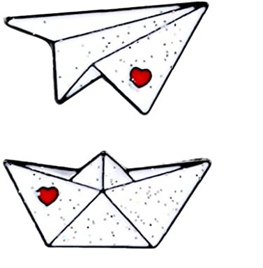 Papierflugzeugbootstifte 2pcs Rote Herz Flugzeug Broschen Button Pins Schmuck Abzeichenkleid Anzug Accessoires Für Frauen Männer