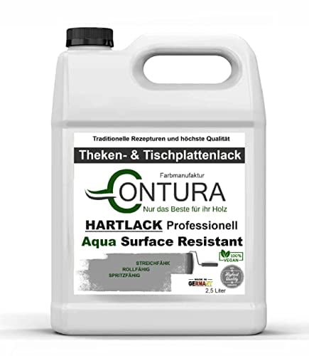 2,5 Liter Hartlack Tischplattenlack Universallack Klarlack Lack Thekenlack Möbellack Farblos Holz Tischplatten 2in1 Holzlack Geruchsneutral 100% Vegan (Glänzend)