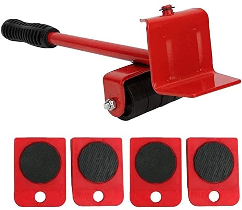 luou Moving System für Möbel,5 Stück/Satz Möbelheber mit Rollen,34 * 8.5cm,Verstellbare Höhe,Möbel Umzug Werkzeug,Mit 360 Grad Drehbarem Pad,Schweres Möbelhandling für Kühlschränke,Sofas,Schrän(Rot)