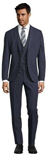 Steffen Klein Herren Anzug - Dreiteiler - Slim Fit - Größe 102 - Business Anzug mit Weste - Elastischer Komfort - Marine