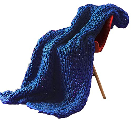 MHUQIA Gestrickte Decke 150x200cm, Grobe Strickdecke Wolle Garn Arm Stricken Werfen Super GroßE Klobige Stricken Decke Haustier Bett Stuhl Sofa Yoga Matte Teppich