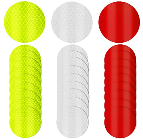 Abeillo 30 Stück Reflektierende Aufkleber, Sicherheit Warnung Aufkleber, Wasserdicht Reflektor Aufkleber, 5cm Rund Reflektorband Selbstklebend für Scooter, Fahrrad, Helme, Kleidung