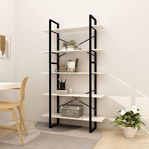 homiuse Étagère murale pour livres - Blanc - 100 x 30 x 175 cm - Petite étagère sur pied - Facile à monter