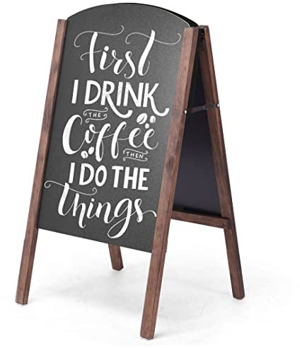 GiantexUK Folding A-Frame Chalkboard, Double Sided Blackboard with Adjustable Angle and Non-Slip Pads, Replaceable Pavement Board Advertising Display Stand for Café, Pub, Restaurant