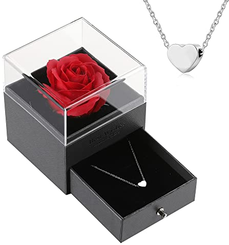 AFSTALR Ewige rose Infinity Rosen mit Rote Rosen Geschenkbox, Eternal Rose Geschenke für Damen Frau freundin verzauberte echte Rose Blume zum Valentinstag