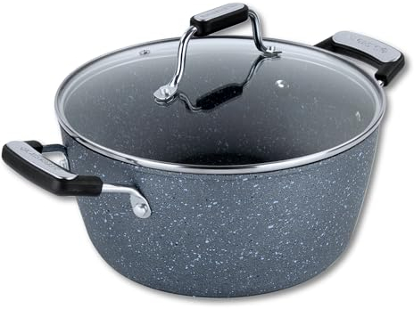 Scoville EXPERT Neverstick+ 24cm Stock Pot with Lid, 3.5L Capacity, Small Deep Non-Stick Cooking Pot for Stovetop, Suitable for All Hobs, Dishwasher Safe, PFOA Free, Ergonomic Handles, Aluminium, Grey