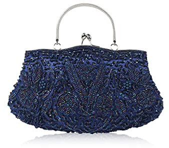 CORIOS Borsetta da Sera Donna Pochette con Perline Glitterate e Perline con Paillettes Borsa a Spalla Elegante Borse Messenger Retro Borsa a Tracolla Cocktail Festa Cerimonia Ballo Clutch Blu