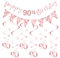 SZHUIHER 90th Birthday Decoration Kit for Women, Happy 90th Birthday Banner Bunting Swirls Streamers, Triangle Flag Banner for Birthday Party Decorations Supplies Rose Gold 90th