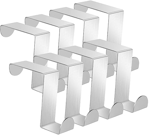 flintronic 8 Pezzi Appendiabiti da Porta,Ganci per Porta in Acciaio Inox, Ganci Attaccapanni, Adatto per Camere da Letto, Bagni, Sale Studio,Armadietto,Accappatoio, Ombrello(Argento, 5.0 * 2.5cm)