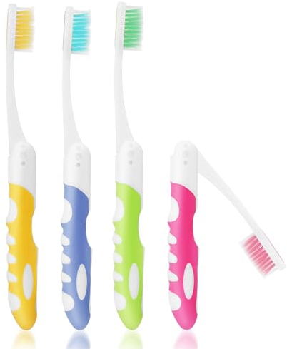 Ouligay 4 Stück Reise Zahnbürste Faltbare Reisezahnbürste Weiche Borsten Zahnbürste Tragbare Klappbare Reisezahnbürste für Erwachsene Faltbaren Reisezahnbürsten Für Reisen Camping