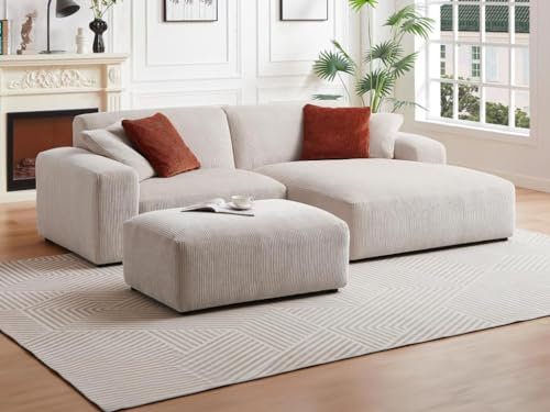 Vente-unique-Ecksofa - Ecke rechts - Cord - Beige - TIRONO von Maison Céphy