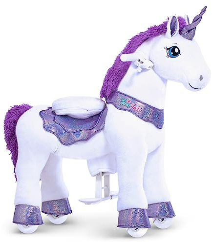 PonyCycle Essenziale Modello E Unicorno Cavalcabile per Bambini Unicorno con Ruote (con Freno/Taglia 3 per 3-4 Anni) Unicorno che Cammina Cavallo Meccanico Unicorno Viola - E313