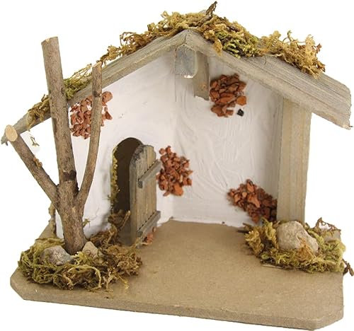 FADEDA Establo Edeldorf con luz/altura: 13 cm/pintado a mano/detallado belén figuras - decoración de mesa de Navidad cuna accesorios