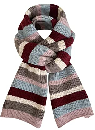 rtdgcv Strickschal Damen Bunt Pashmina Schal Damen Strickschal Damen Damen-Herbst- und Wintermode, lässig, gestreift, Colorblock, gestrickt, warmer Schal Roter Schal Damen Kaschmir Schal Damen