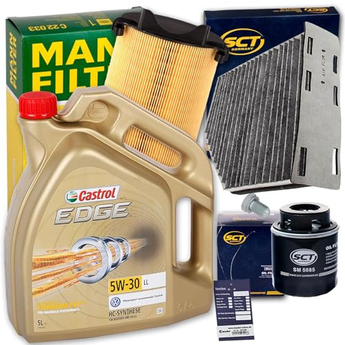 Filterset + 5W30 Öl | SM5085+C14130+SAK166+220125S+MN1801 5W30 für 1.2 1.4 Tsi Tfsi A3 Passat Golf 6