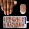 French Press On Nails - ZAHRVIA Kurz Round Full Cover Nageltips für Gelnägel -120 Stück Falsche Nägel Tips Set Acryl Nagel Tips, Braune aufgeklebte Nägel für Frauen (Arc Round French-Dark Nude)