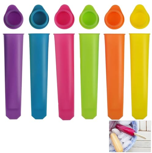 Moule Glace Silicone pour Glace à I'Eau, 6 Pcs Popsicle Mold Set, Moule à Glace Coloré Popsicle Mold Set, Moule À Glace en Silicone avec Couvercles, 6 Couleurs, pour Cuisine DIY Popsicle & Ice Cream