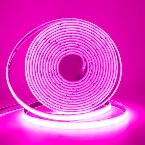 Wisada 24V COB Neon Streifen 3m, 320LEDs/m Superhell Flexibler Rosa COB Neon LED Band, Außen Wasserdichte IP68 Selbstklebendes Band, rot/weiss 2-adrig LED Lichterketten für Terrasse, Weihnachten