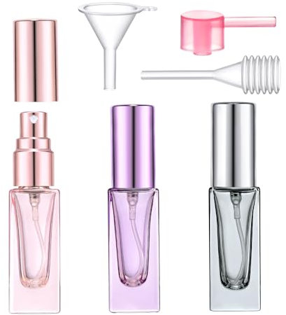 Yikimyfo Travel Perfume Atomizer Refillable, 3 Pcs 5ML/0.17oz Mini Spray Bottles Fine Mist Cologne Travel Bottle Glass Perfume Bottles Empty Travel Size Perfume Refill Bottle