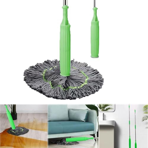 2 in 1 Dehydrated Mop, Self-Wringing Twist Mops for Floor Cleaning, Twist Mop, Microfibre Flat Mop, Wet Dry Dust Mop for Hard Floor, Kitchen Dust Cleaning Mop for Hardwood Laminate Tile Floors
