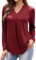 Aottori Womens Casual Tunic Tops Long Sleeve V Neck T-Shirt Loose Basic Base Layer for Spring Autumn Winter Burgundy M