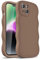 LoeoeL Girly Hülle für iPhone 14 Silikon, Wavy 14 Handyhülle für Frauen, lockige Welle Cute Y2k Ripple Aesthetic Design, Slim Soft Rubber Jelly Kameraschutzhülle, Braun Fall