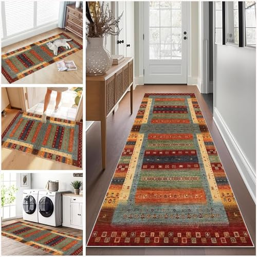 Teppich Läufer Lang, Rutschfest Waschbar 100 x 250 cm - Küchenteppich, Flurläufer für Korridor, Eingang, Wohnzimmer, Schlafzimmer