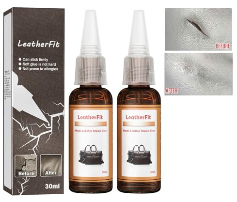 HASAIKA® Pegamento de cuero adhesivo, Pegamento para Cuero, 2 pcs Pegamento especial para la reparación de chaquetas de cuero, sofás, zapatos y bolsos y otros muebles de cuero. (30 ml)